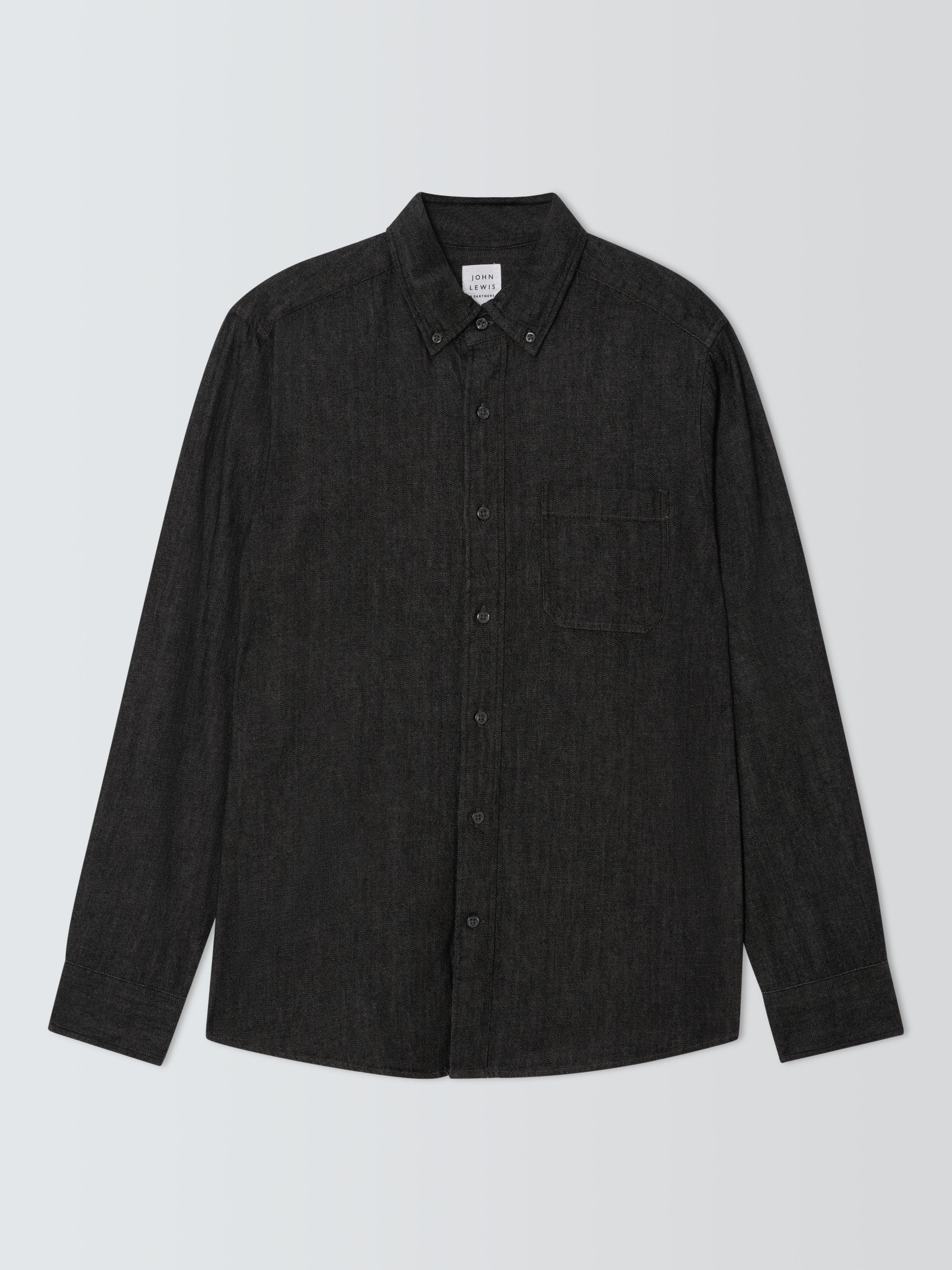 Product image 4 of 6, which shows John Lewis Regular Fit Long Sleeve Shirt, Denim Blue, S
