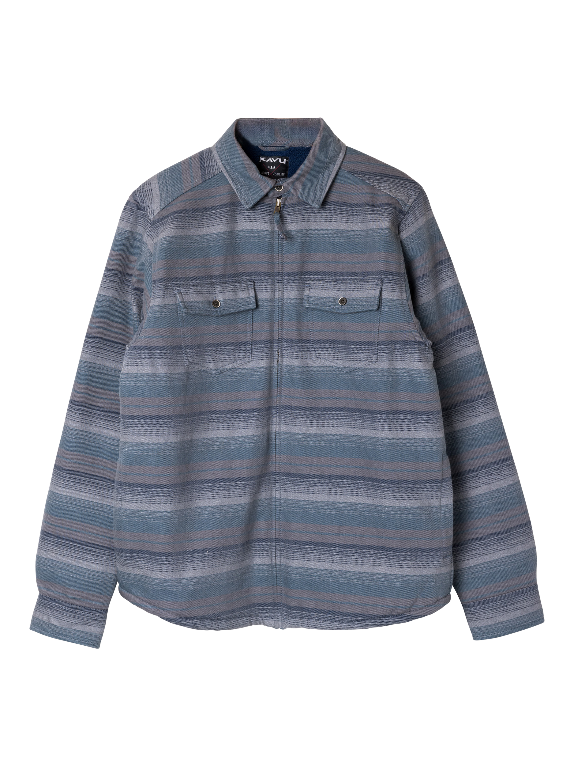 KAVU Eagle Pine Cotton Regular Fit Stripe Shirt, Grey Salt