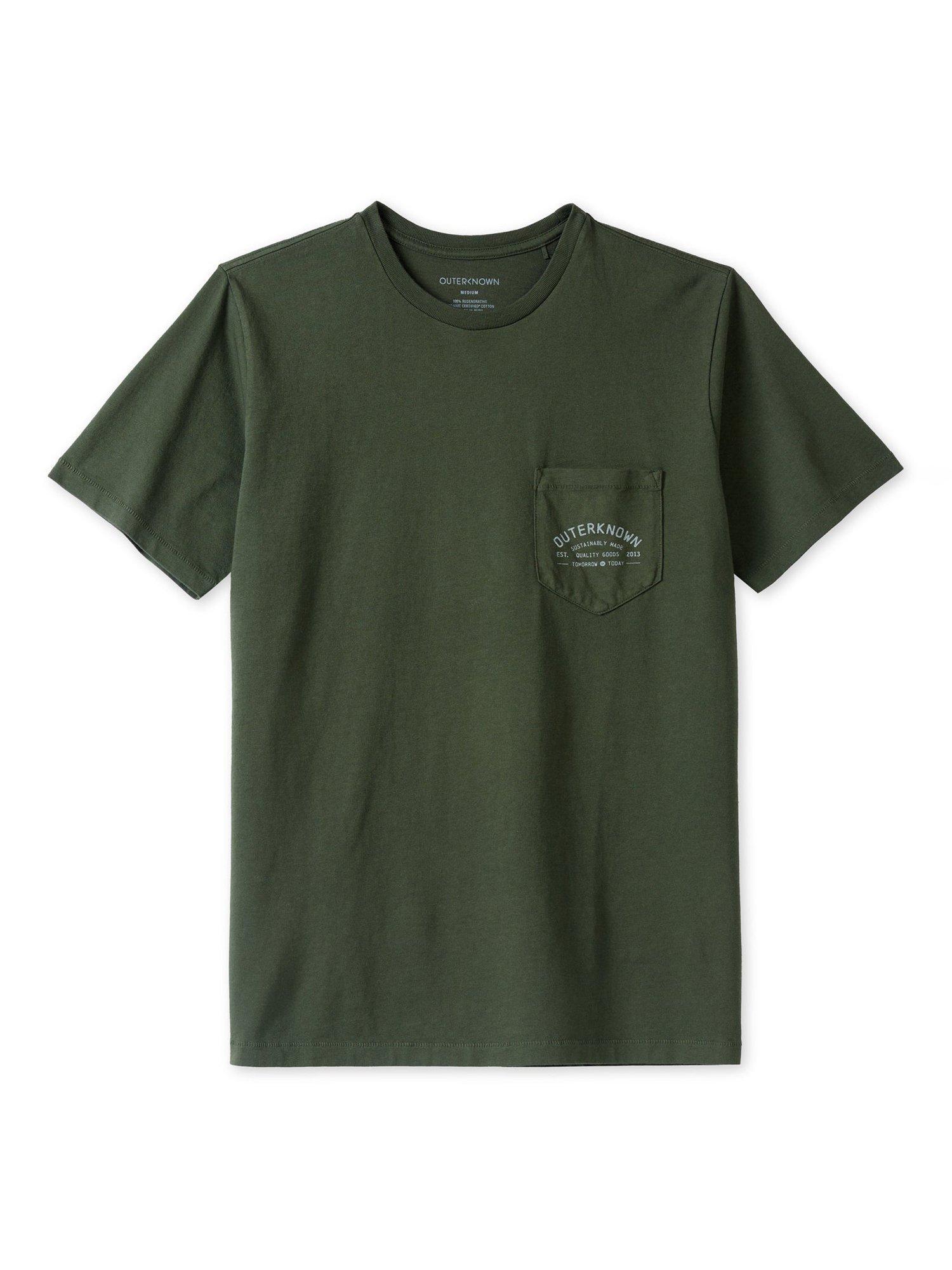 Product image 1 of 3, which shows Outerknown Industrial Organic Cotton Regular Fit Logo T-Shirt, Black Olive, L