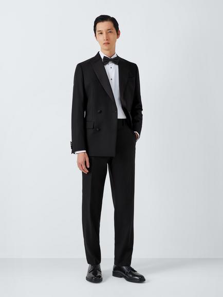 John Lewis Basket Weave Regular Fit Trousers, Black - view 2, Black