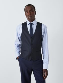 John Lewis Super 100's Birdseye Wool Suit Waistcoat, Navy