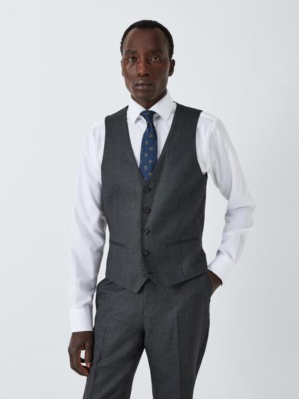 John Lewis Super 100's Birdseye Wool Suit Waistcoat, Charcoal