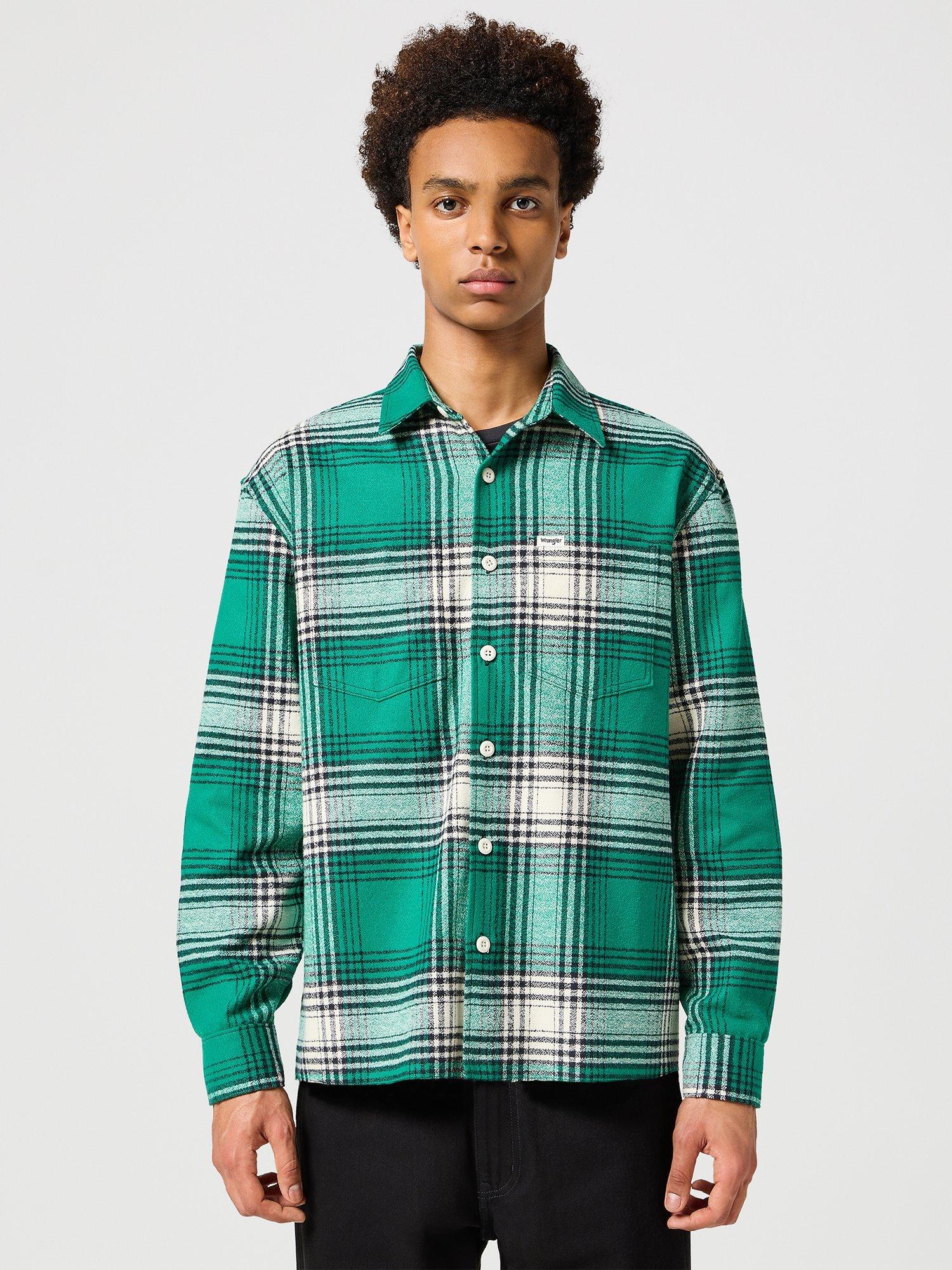 Product image 2 of 6, which shows Wrangler Cotton Blend Regular Fit Plaid Check Shirt, Ultramarine/Multi, L