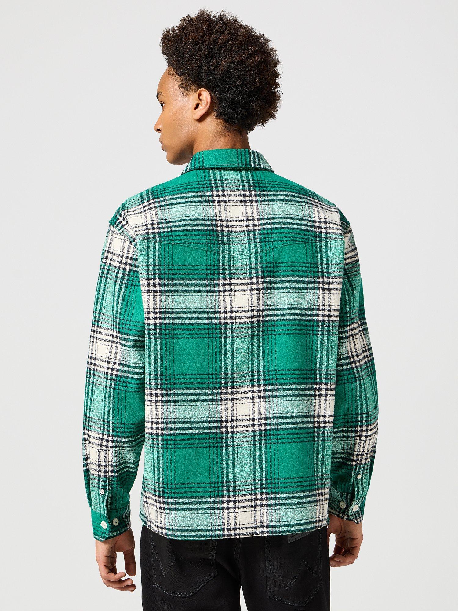 Product image 3 of 6, which shows Wrangler Cotton Blend Regular Fit Plaid Check Shirt, Ultramarine/Multi, L