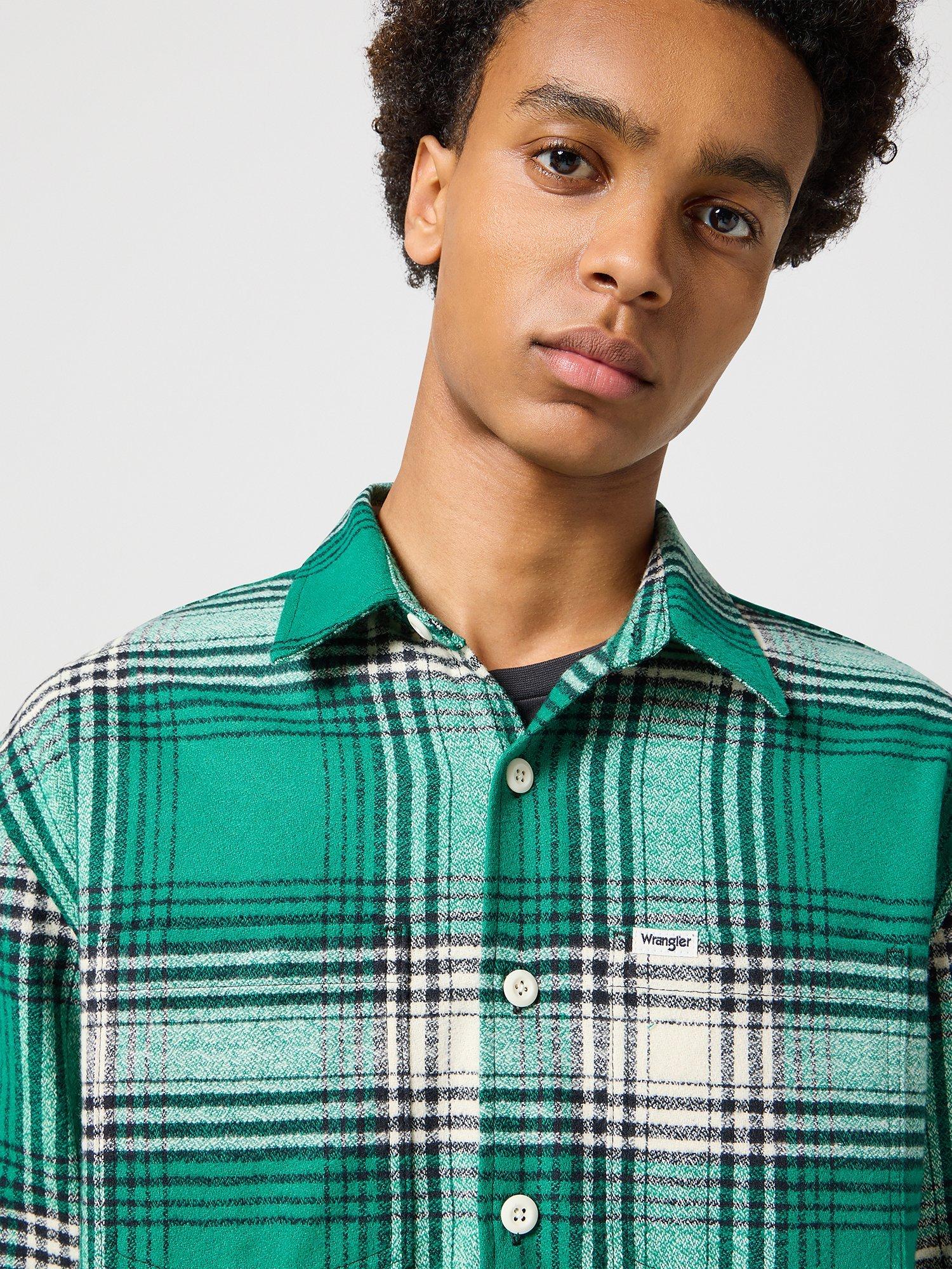 Product image 5 of 6, which shows Wrangler Cotton Blend Regular Fit Plaid Check Shirt, Ultramarine/Multi, L