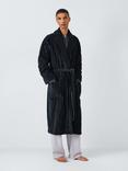 John Lewis Cotton Pin Stripe Velour Robe, Blue Navy