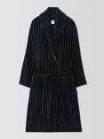 John Lewis Cotton Pin Stripe Velour Robe, Blue Navy