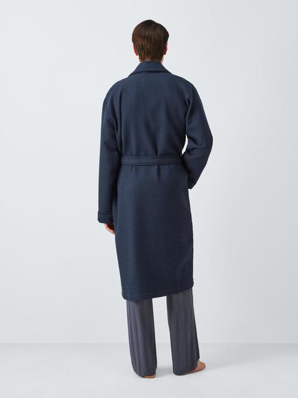 John Lewis Cotton Waffle Robe, Navy - view 2, Navy