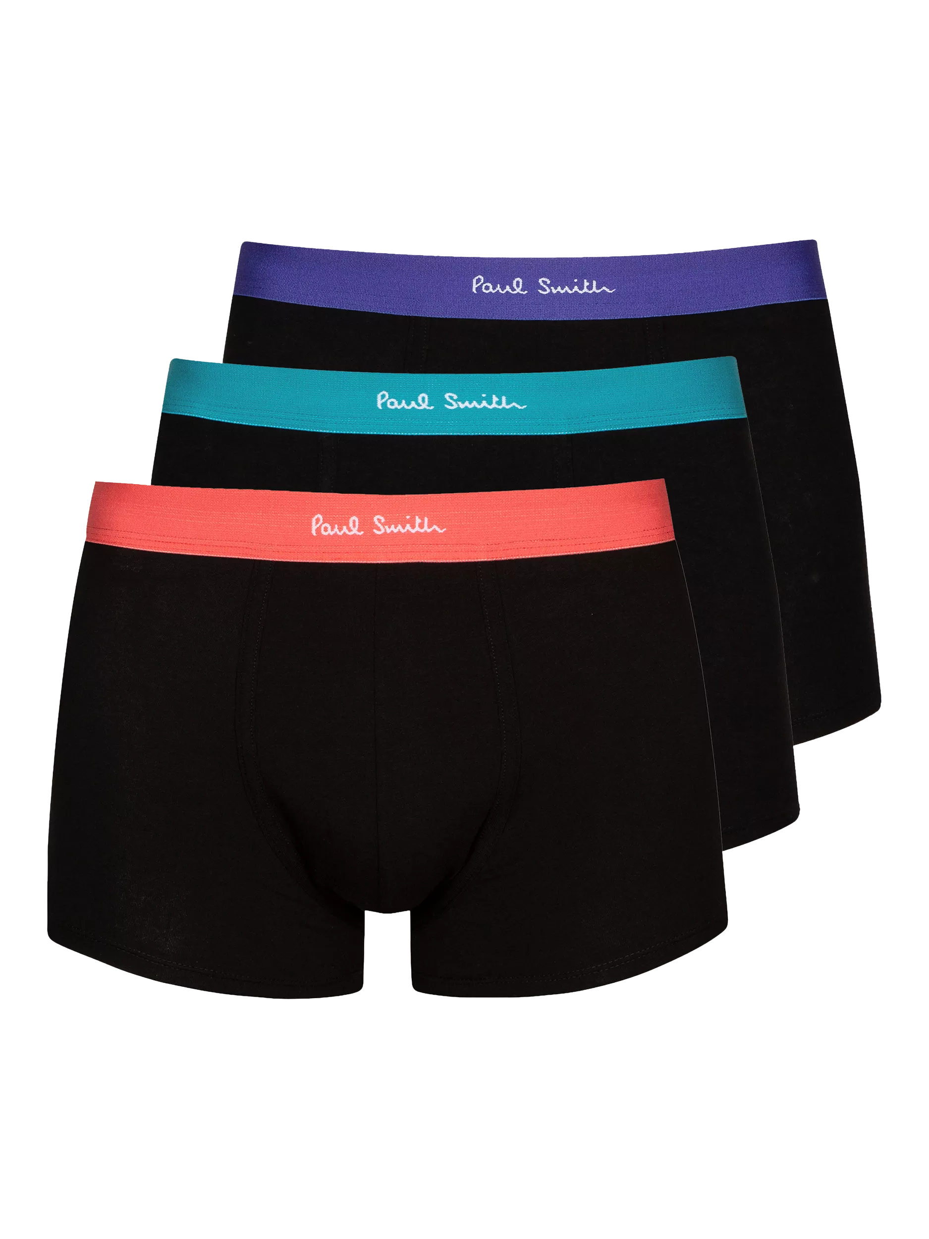 Paul Smith Colour Waistband Organic Cotton Blend Trunks Pack of 3 Black