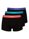 Paul Smith Colour Waistband Cotton Blend Trunks, Pack of 3, Black