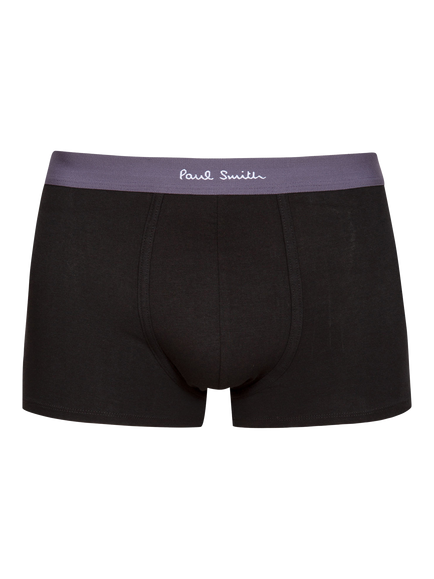 Paul Smith Plain & Stripe Contrast Waistband Trunks, Pack of 5, Black - view 2, Black