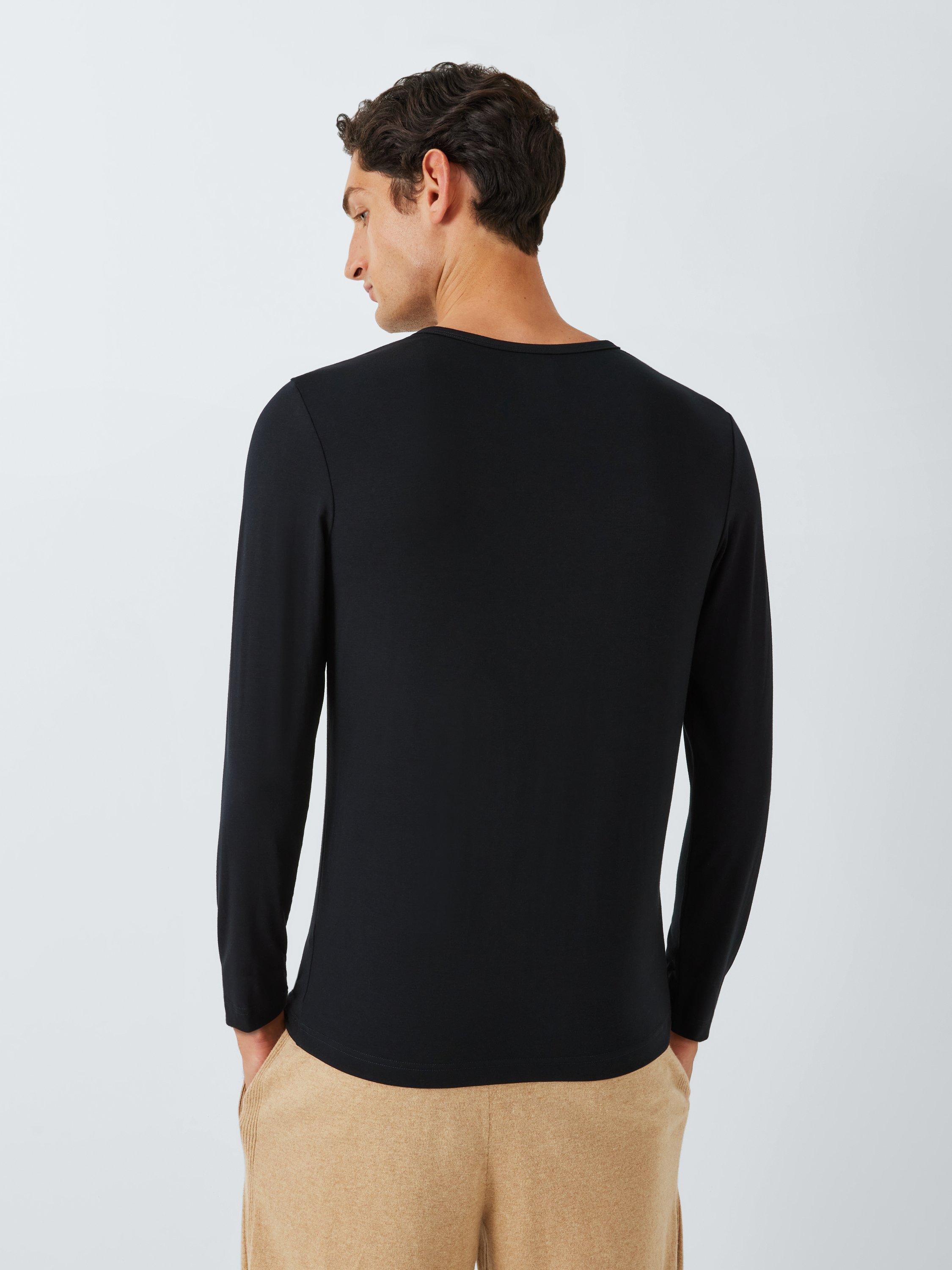 Product image 2 of 6, which shows John Lewis Thermal Long Sleeve Lounge Top, Black, M