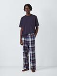 John Lewis Organic Cotton Plaid Check Bottoms Pyjama Set, Purple Mid