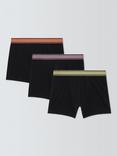 John Lewis Organic Cotton Colour Waistband Boxers, Pack of 3, Black
