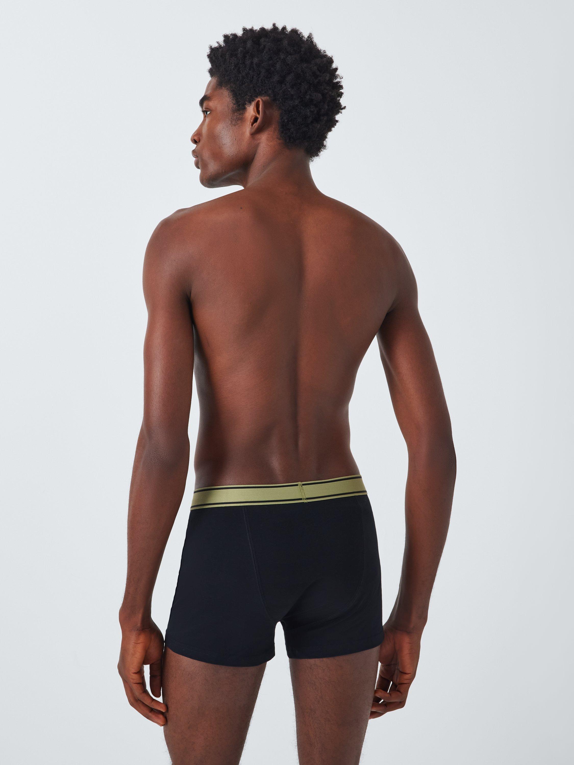 Product image 3 of 5, which shows John Lewis Organic Cotton Colour Waistband Boxers, Pack of 3, Black, S