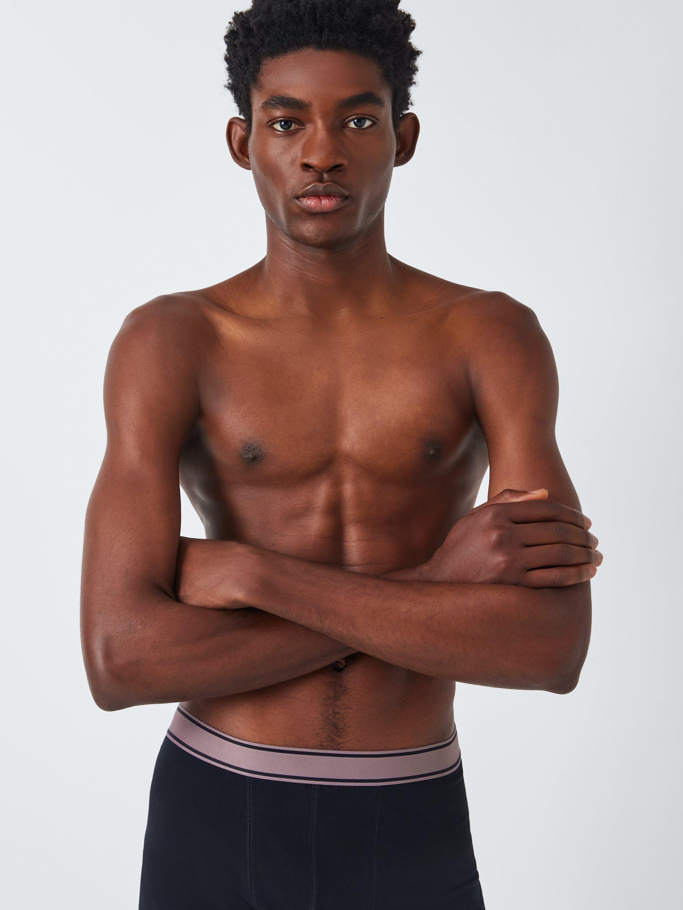 Product image 4 of 5, which shows John Lewis Organic Cotton Colour Waistband Boxers, Pack of 3, Black, S