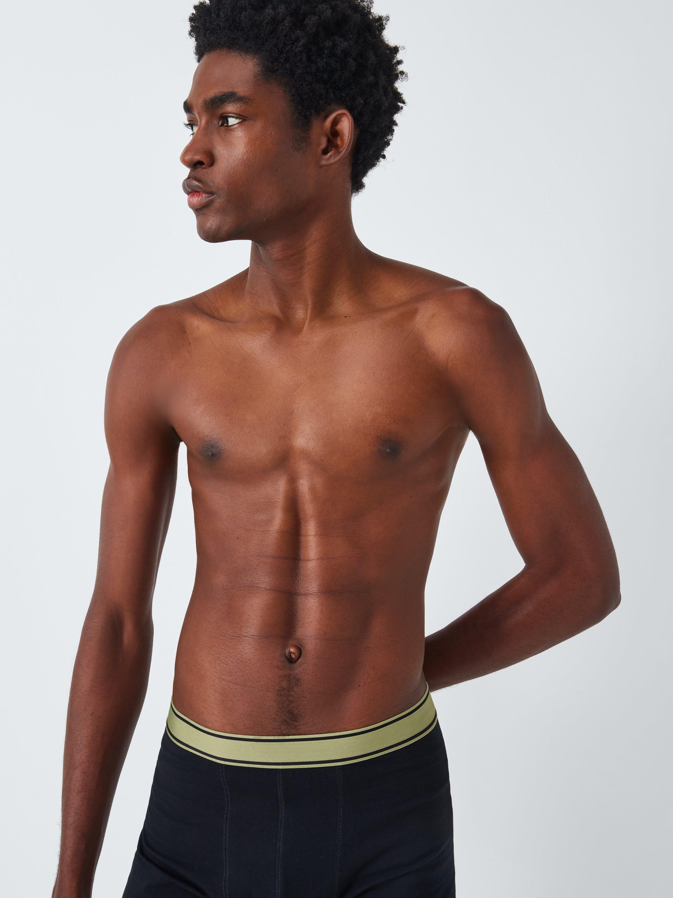 Product image 5 of 5, which shows John Lewis Organic Cotton Colour Waistband Boxers, Pack of 3, Black, S