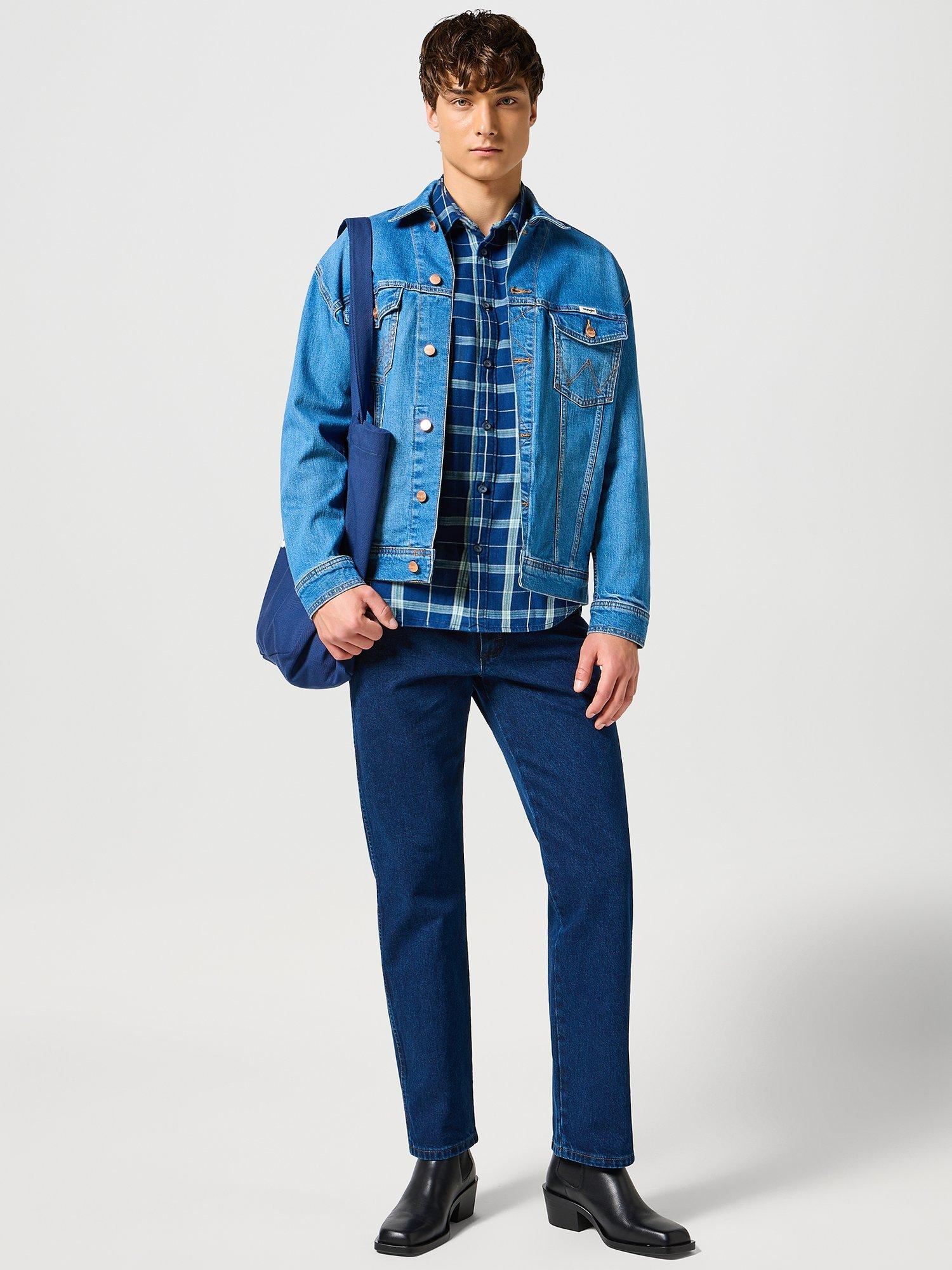 Wrangler Pocket Check Shirt, Green Indigo