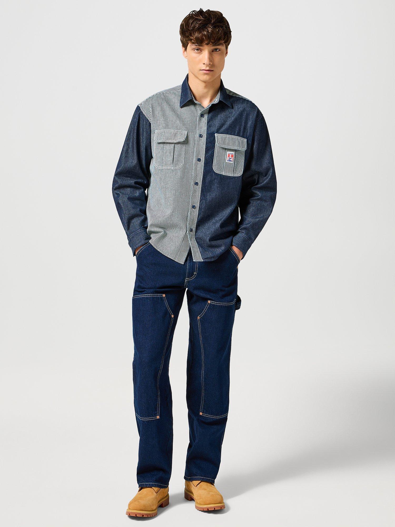 Wrangler Casey Cotton Regular Fit Colour Block Denim Shirt, Blue/Multi