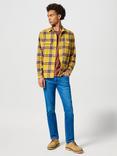 Wrangler Cotton Regular Fit Check Shirt, Yellow/Multi