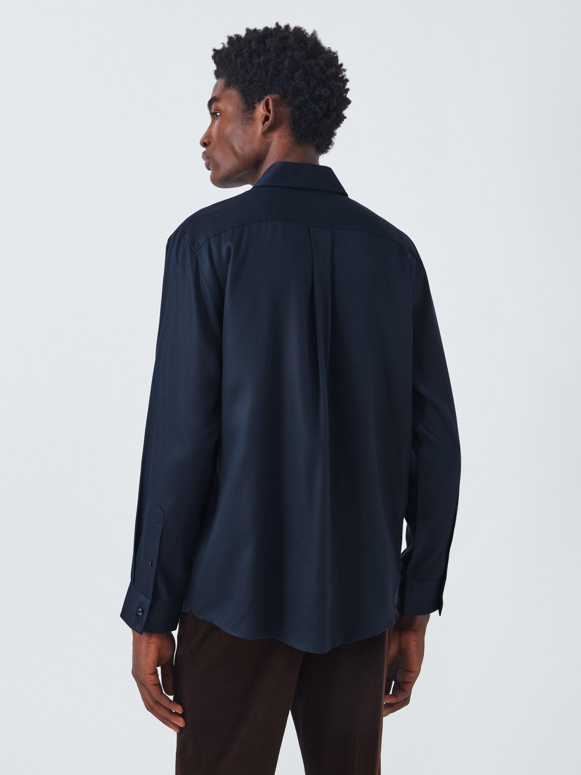 Product image 2 of 6, which shows John Lewis Regular Fit Tencel Shirt, Navy, M