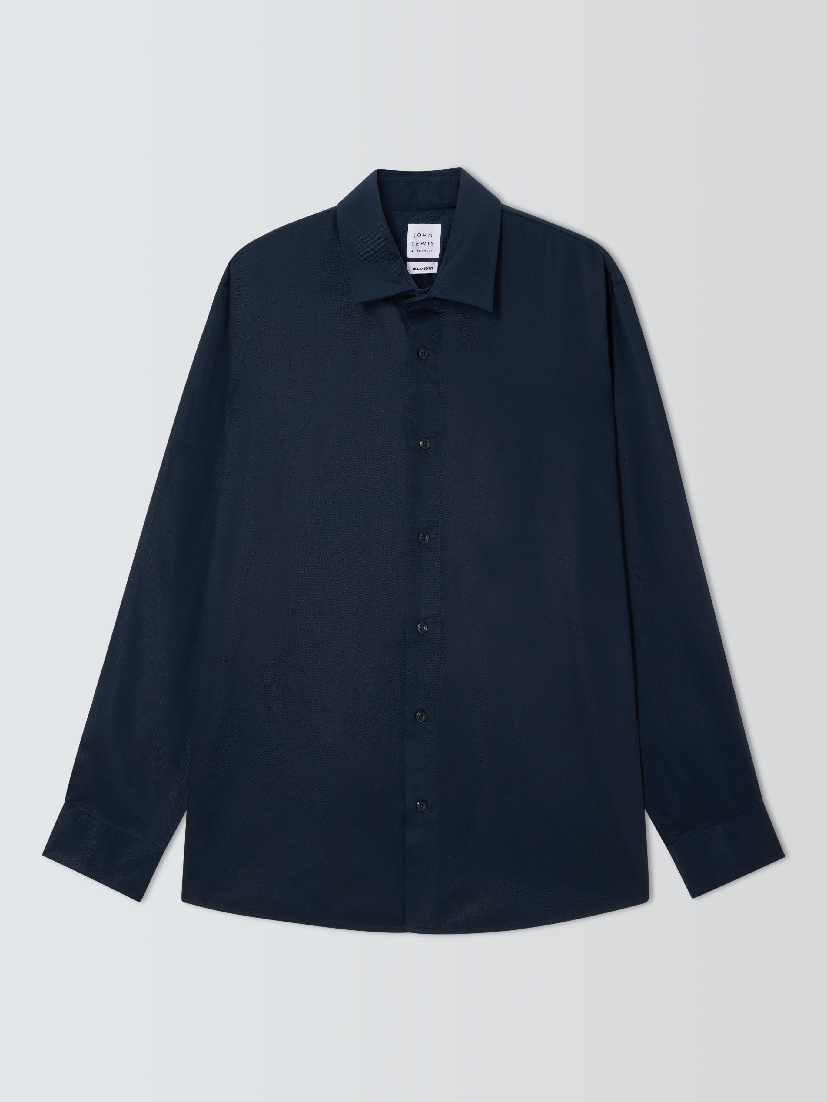 Product image 4 of 6, which shows John Lewis Regular Fit Tencel Shirt, Navy, M