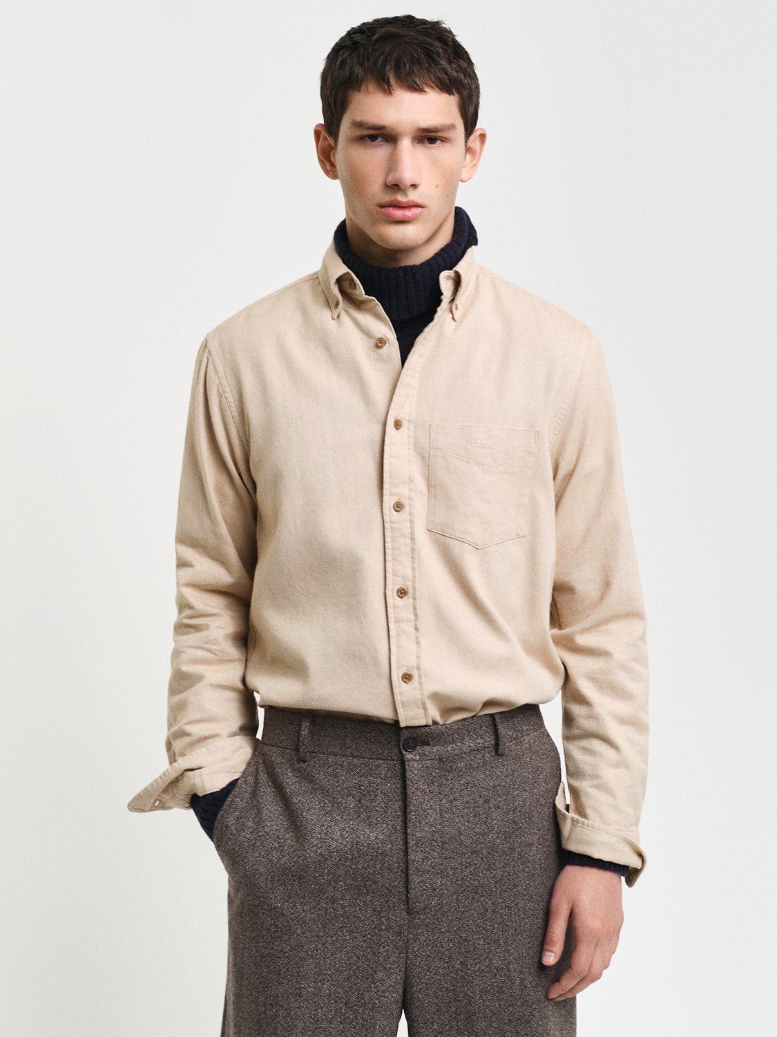 Product image 1 of 6, which shows GANT Cotton Regular Fit Flannel Shirt, Caramel Beige, XXL