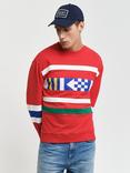 GANT Panel Crew Neck Long Sleeve Top, Bright Red