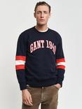 GANT Logo Colour Block Sweatshirt, Evening Blue, Evening Blue