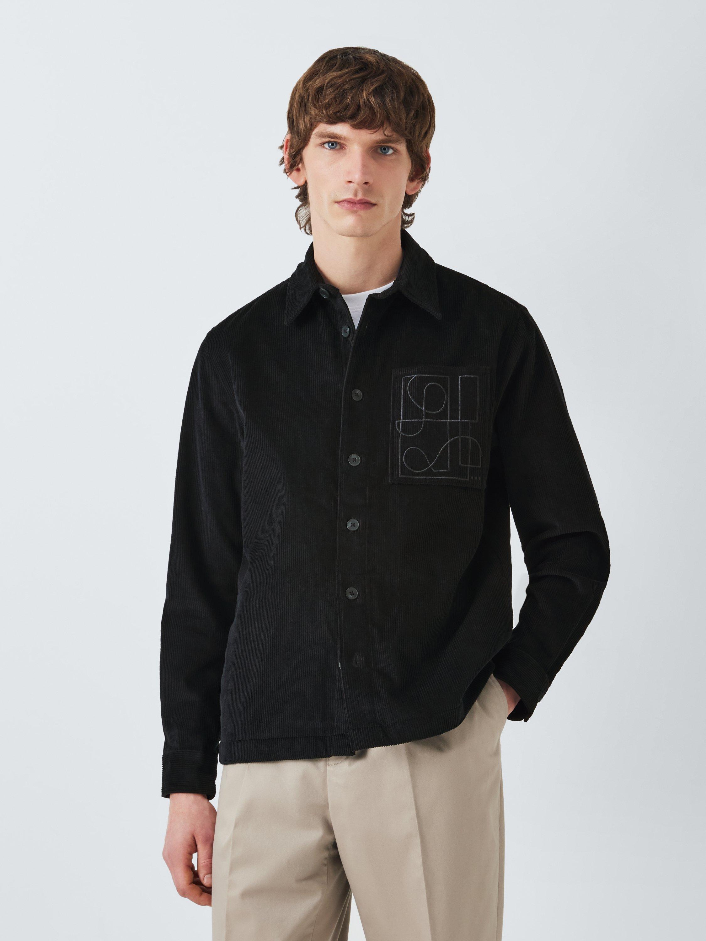 Product image 1 of 6, which shows Kin Embroidered Corduroy Shirt, Black Beauty, S