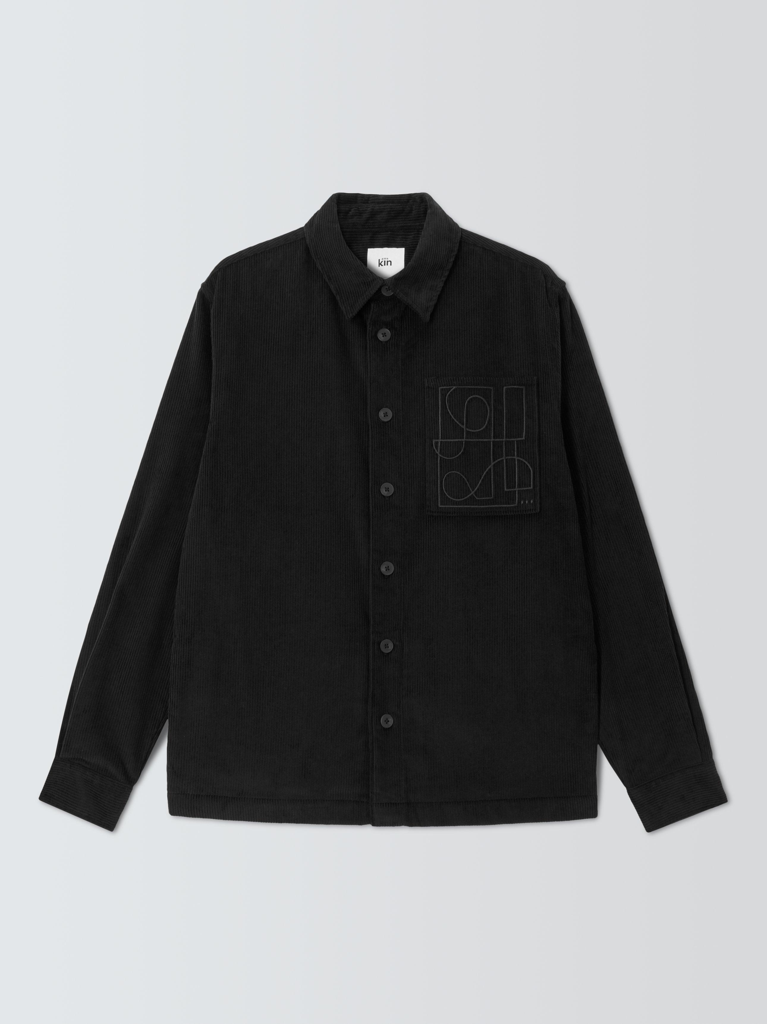 Product image 4 of 6, which shows Kin Embroidered Corduroy Shirt, Black Beauty, S