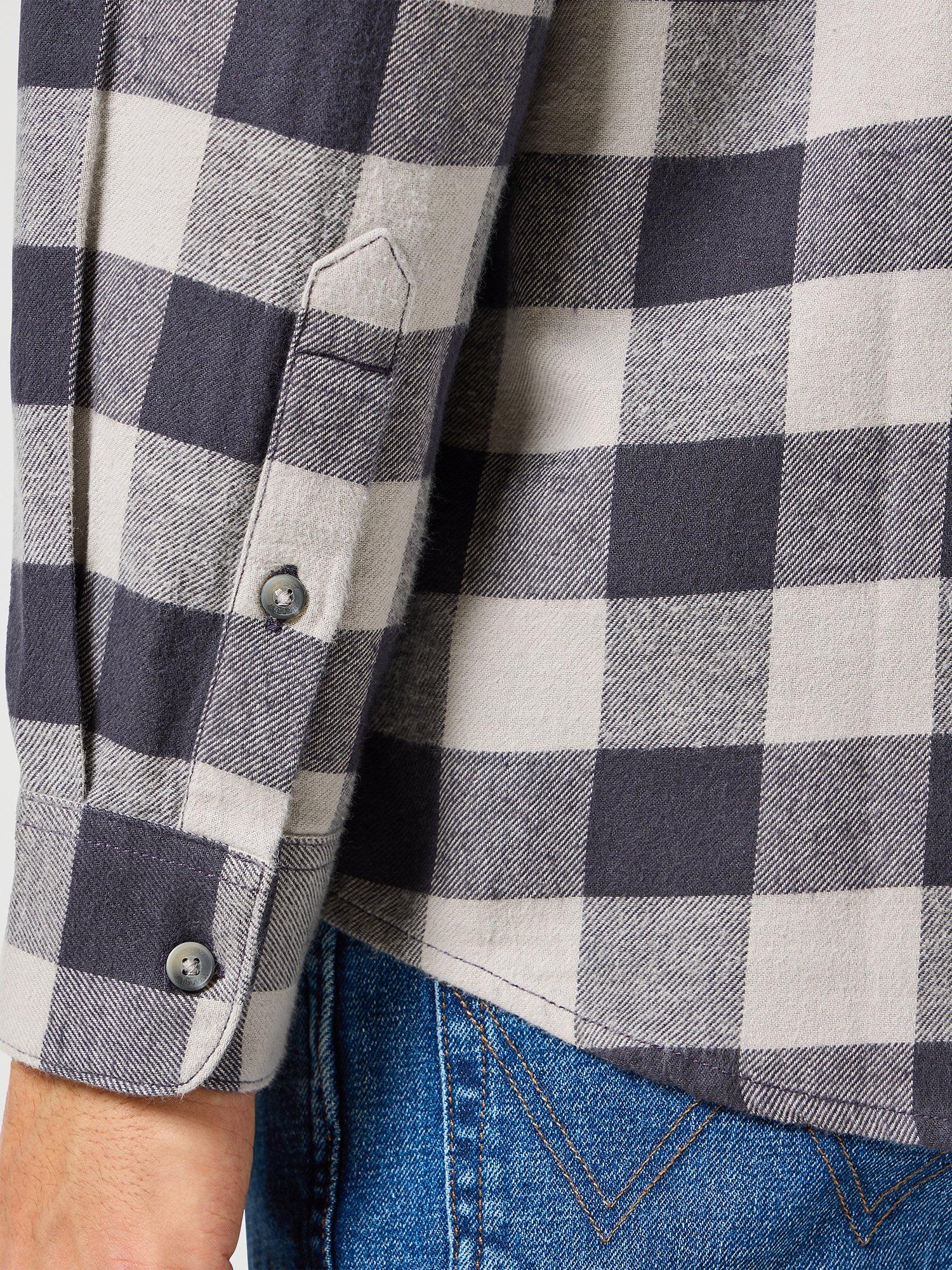 Product image 4 of 6, which shows Wrangler Cotton Regular Fit Check Shirt, Grey, M