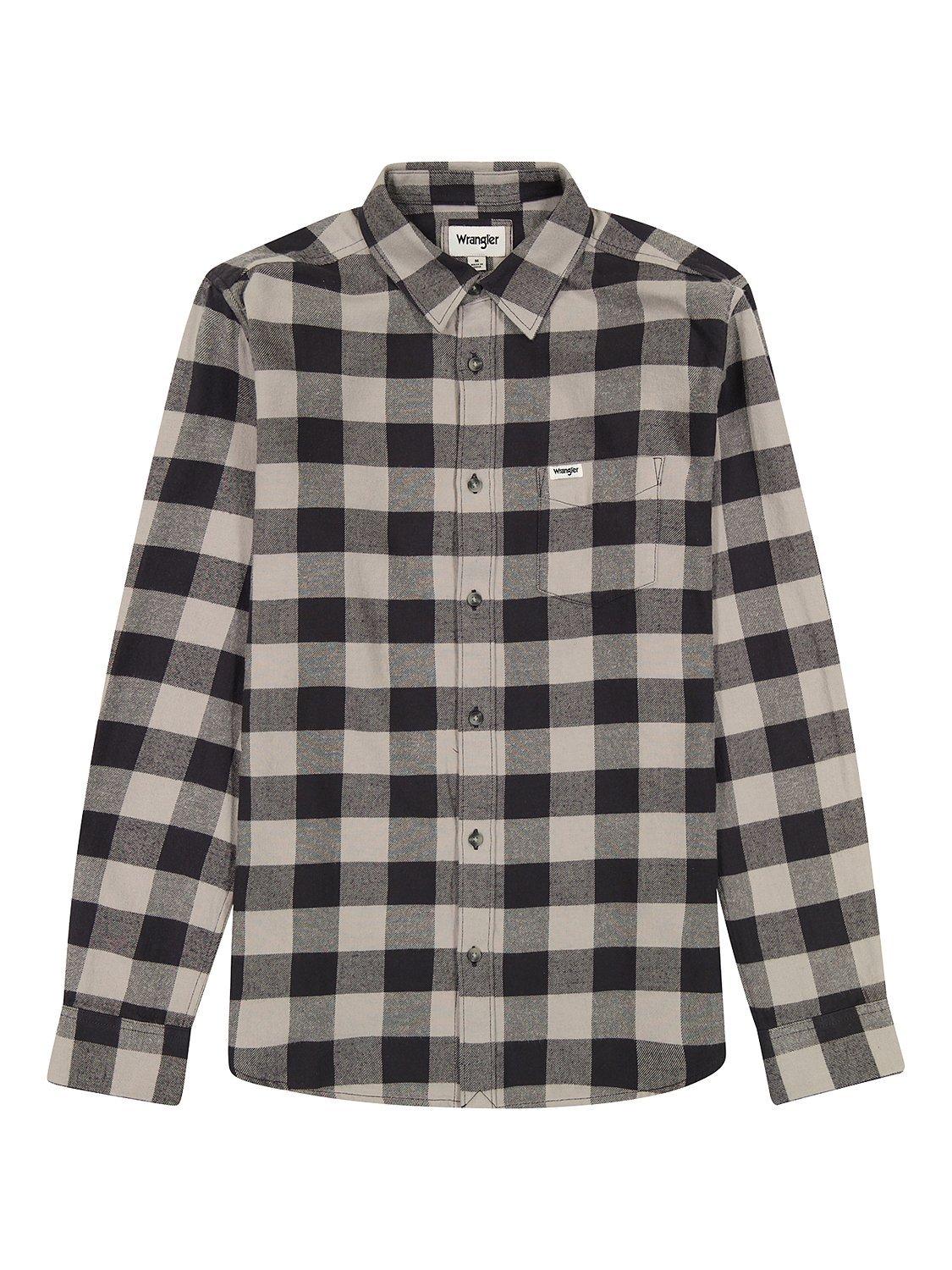 Product image 6 of 6, which shows Wrangler Cotton Regular Fit Check Shirt, Grey, M