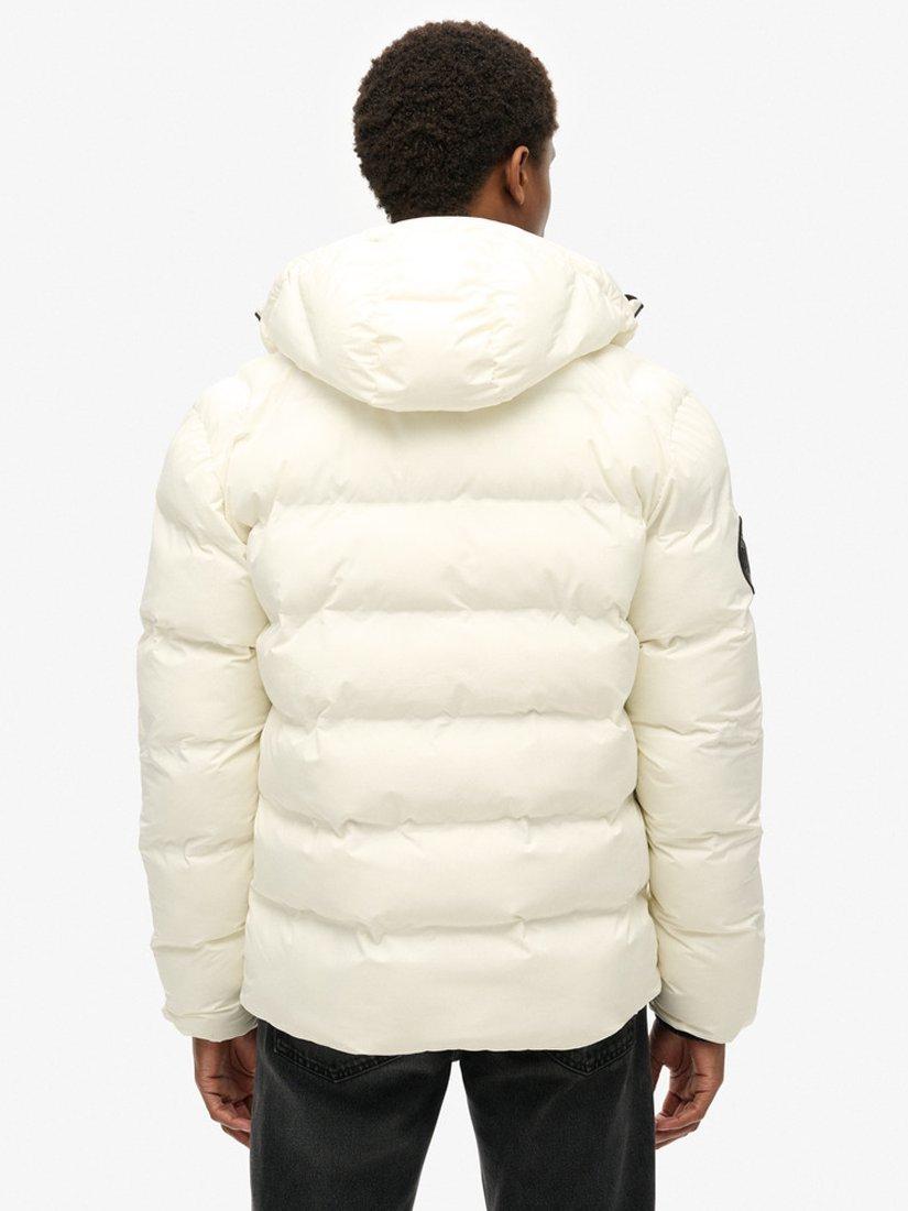 Superdry Hooded City Graphic Puffer Jacket Off White