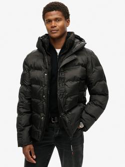 Superdry Hooded City Graphic Puffer Jacket, Black