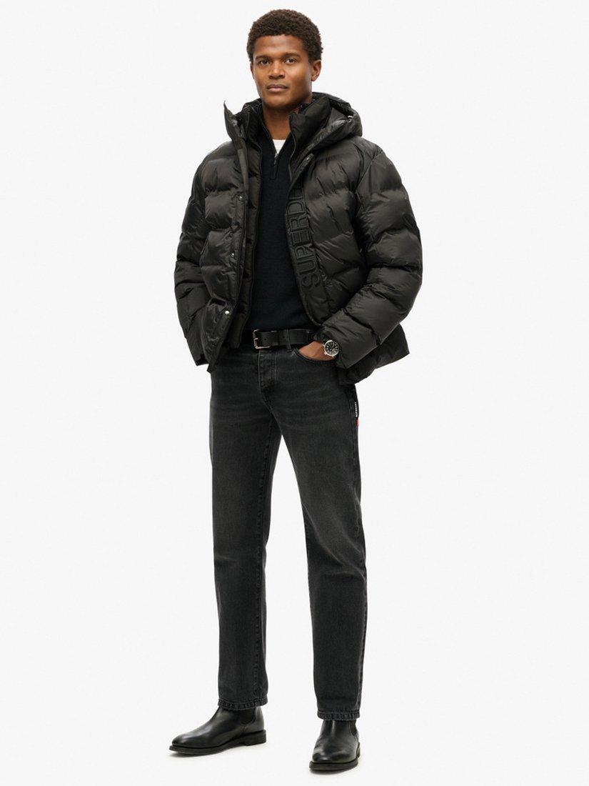 Product image 3 of 5, which shows Superdry Hooded City Graphic Puffer Jacket, Black, S