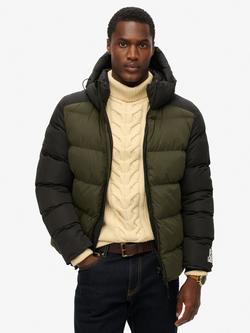 Superdry Colour Block Sport Hooded Puffer Jacket, Black/Multi, Black/Multi