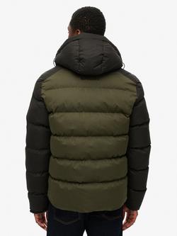 Superdry Colour Block Sport Hooded Puffer Jacket, Black/Multi - view 2, Black/Multi