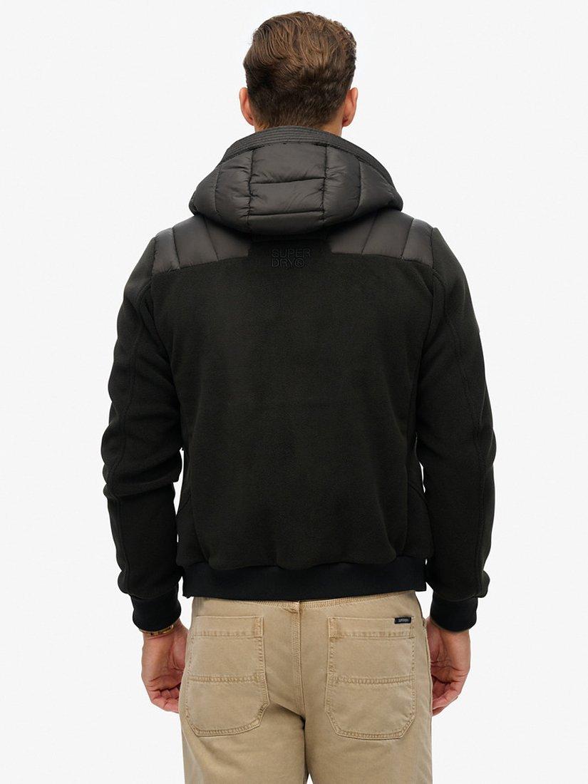 Product image 2 of 5, which shows Superdry Hooded Storm Puffer Fleece Bomber Jacket, Black, S
