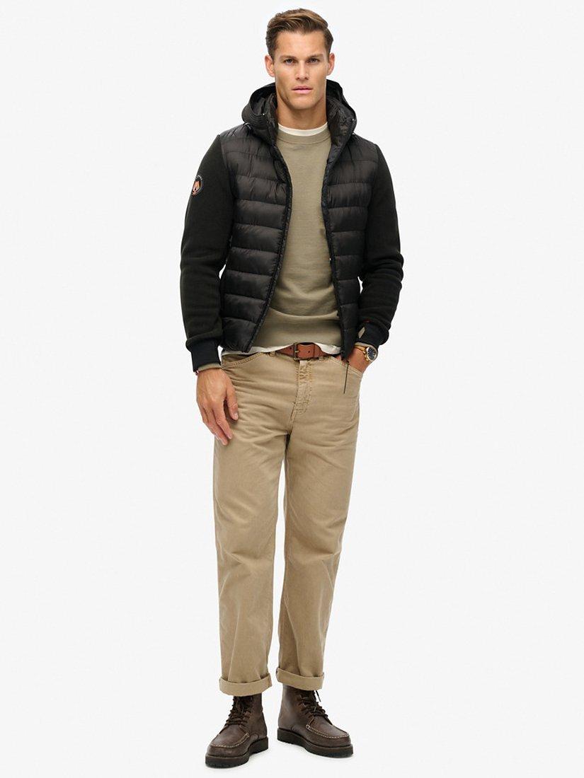 Product image 3 of 5, which shows Superdry Hooded Storm Puffer Fleece Bomber Jacket, Black, S