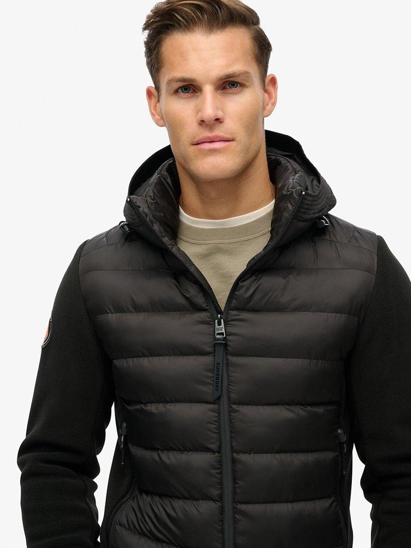 Product image 4 of 5, which shows Superdry Hooded Storm Puffer Fleece Bomber Jacket, Black, S