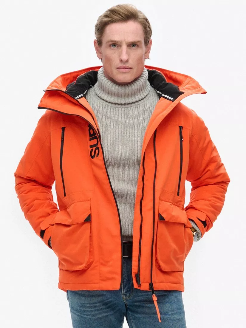 Superdry Hooded Ultimate Embroidered SD Windbreaker Jacket, Flame Orange