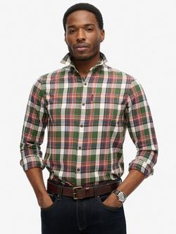 Superdry Organic Cotton Vintage Check Shirt, Upstate Green