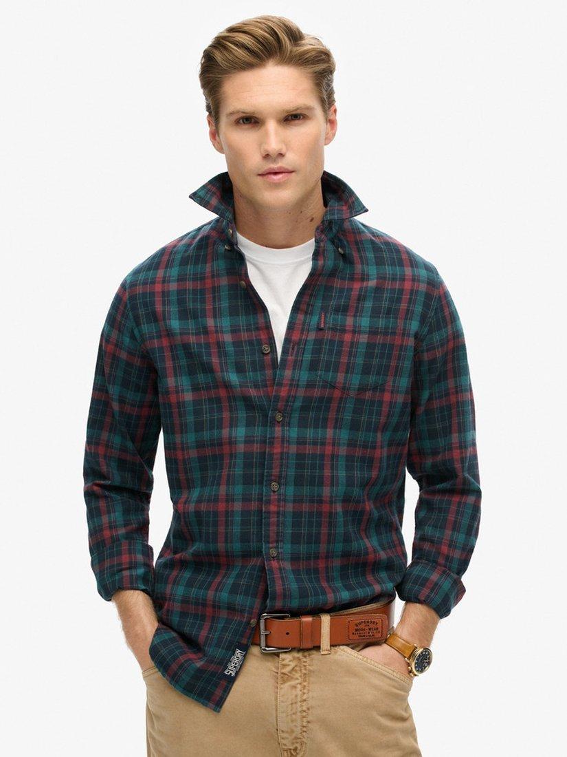 Product image 1 of 5, which shows Superdry Organic Cotton Vintage Check Shirt, Navy, S