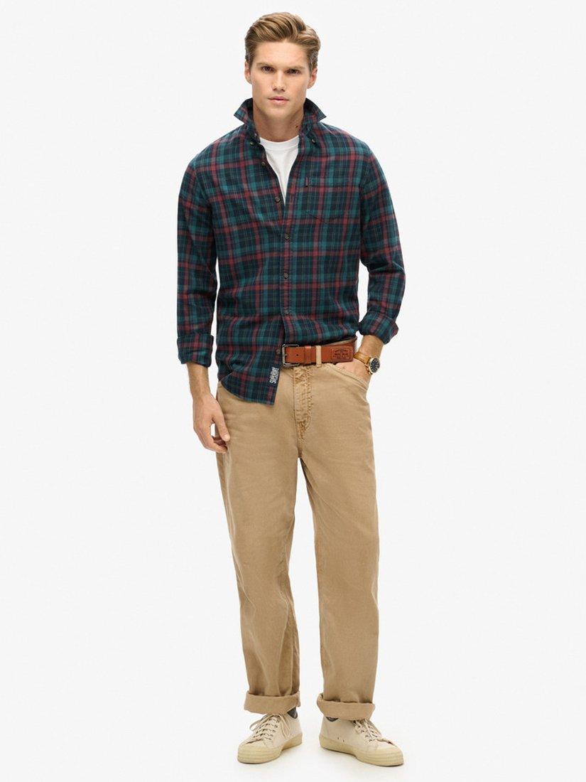 Product image 3 of 5, which shows Superdry Organic Cotton Vintage Check Shirt, Navy, S