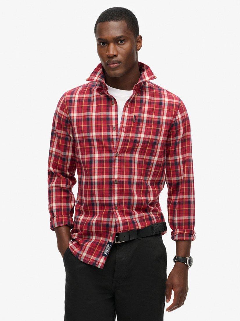 Product image 1 of 5, which shows Superdry Organic Cotton Vintage Check Shirt, Montauk Red, S