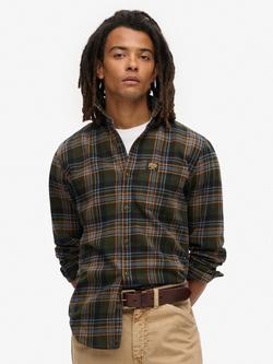 Superdry Long Sleeve Cotton Lumberjack Shirt, Buckshot Check Olive