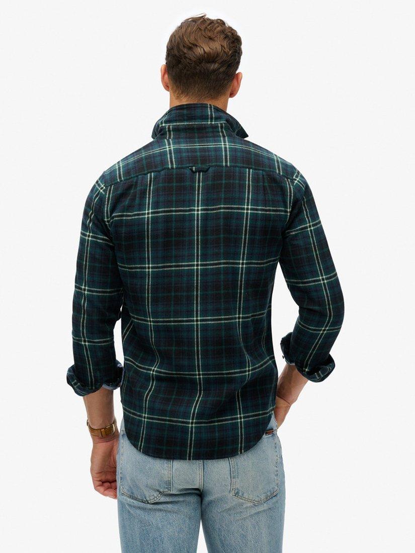Product image 2 of 6, which shows Superdry Long Sleeve Cotton Lumberjack Shirt, Frontier Check Navy, S