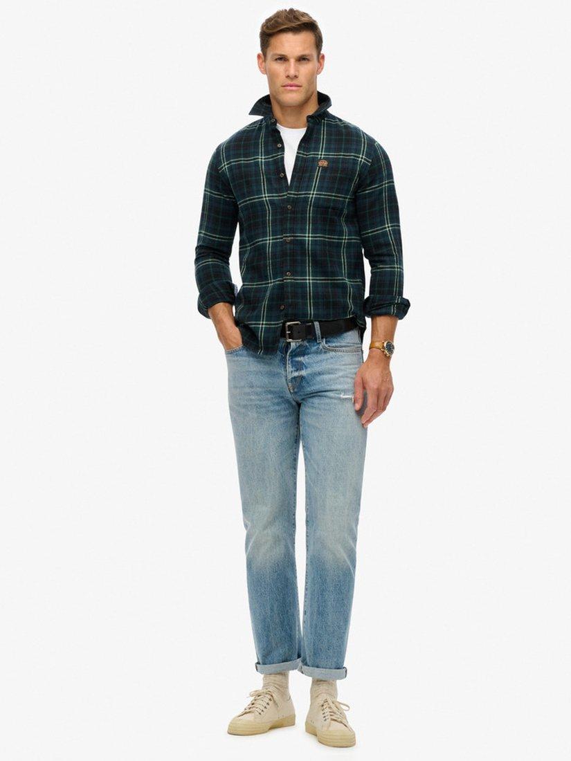 Product image 3 of 6, which shows Superdry Long Sleeve Cotton Lumberjack Shirt, Frontier Check Navy, S