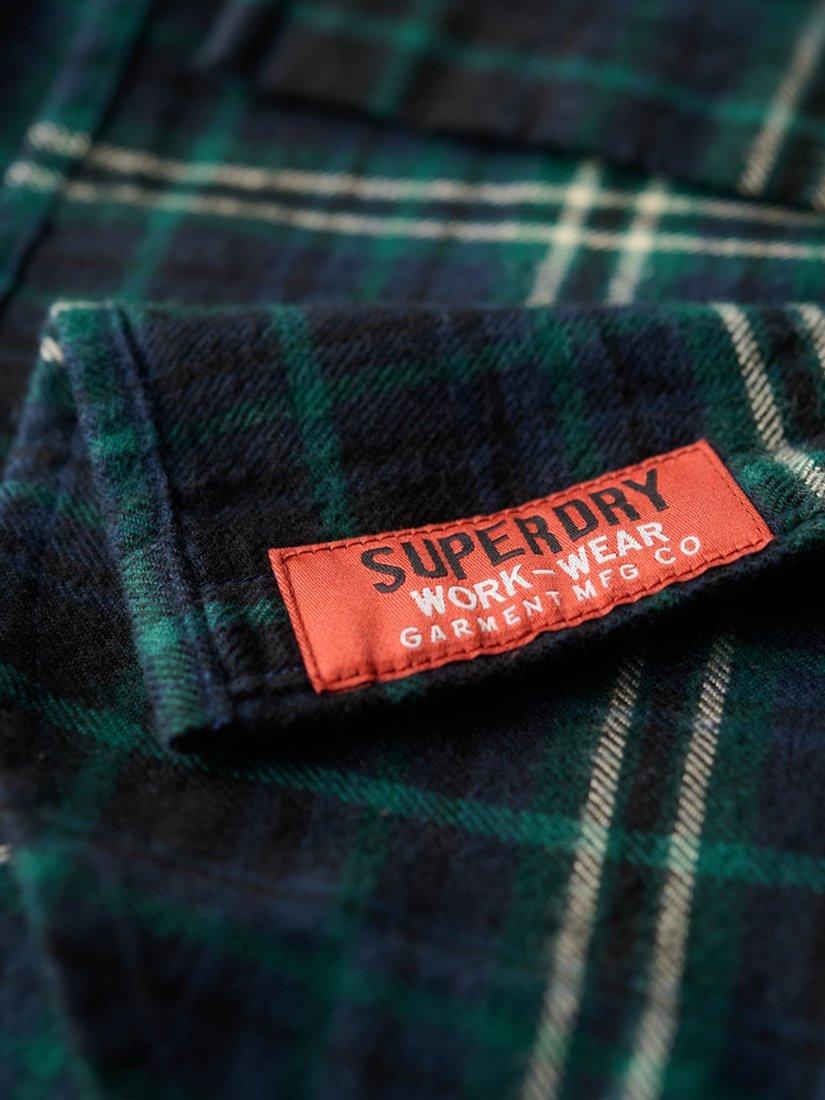 Product image 4 of 6, which shows Superdry Long Sleeve Cotton Lumberjack Shirt, Frontier Check Navy, S